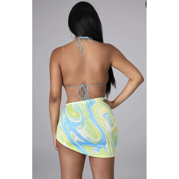 Bikini Swim Top & Skirt bottom cover Up Womens Small Resort Beach Swimming Pool - Picture 2 of 7